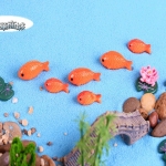 地中海風【池塘仿真荷花、荷葉、大、小紅魚】(4款/組)鯉魚紅魚 微景觀擺件